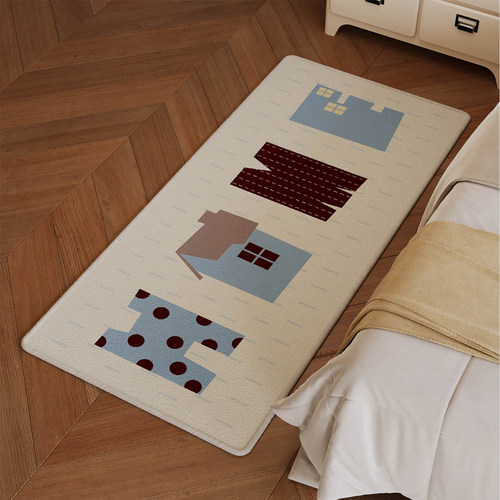 北欧简约ins风卧室床边地毯防滑