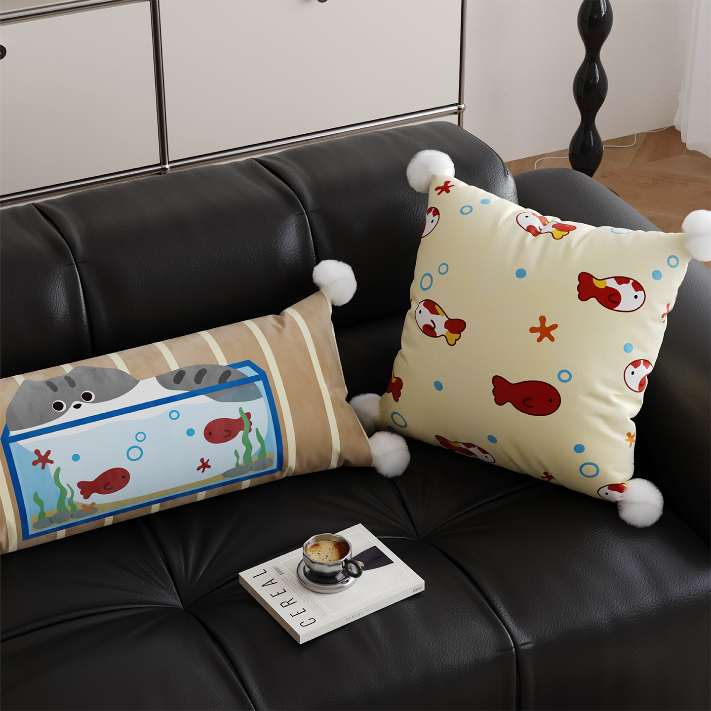 韩式卡通猫猫抱枕套靠枕客厅沙发大靠垫睡觉长条抱枕床上靠背腰枕