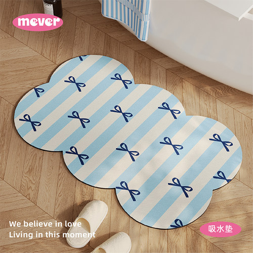 硅藻泥蝴蝶结浴室门口吸水地垫