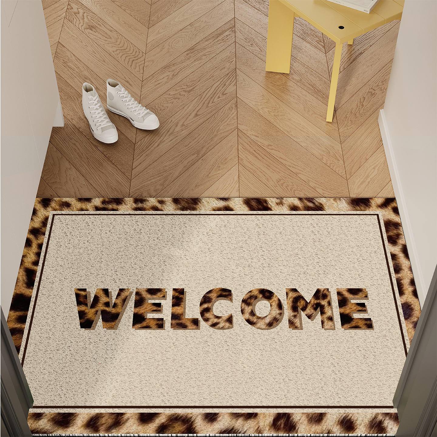 韩式豹纹入户门地垫丝圈防滑耐脏