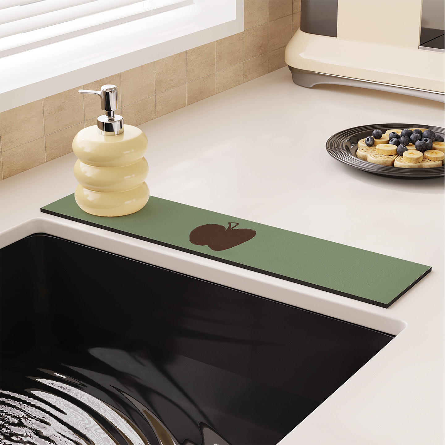 简约复古苹果水龙头厨房吸水垫子