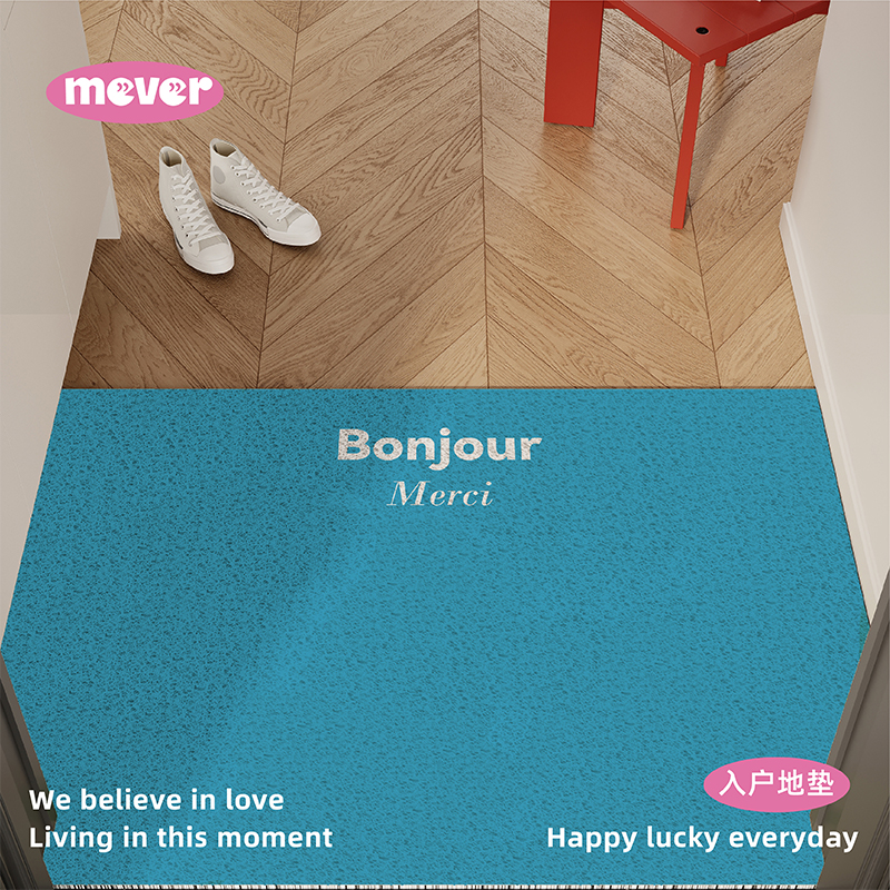 韩式纯色多巴胺入户门地垫丝圈防滑耐脏脚垫进门玄关门口毯可裁剪