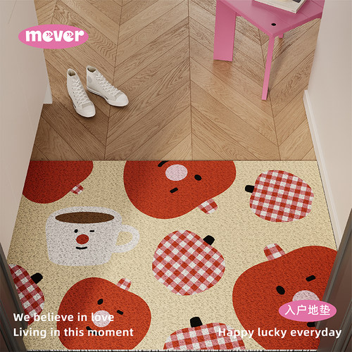 ins风圣诞红苹果入户门丝圈地垫