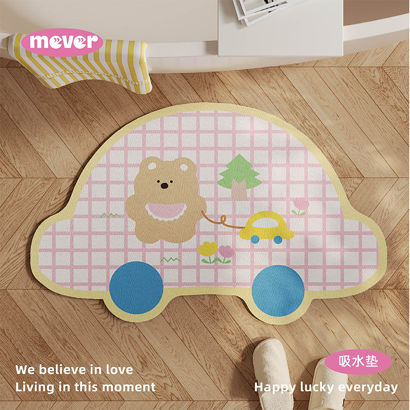 可爱糖果熊浴室地垫硅藻泥吸水速干厕所卫生间洗手间门口防滑脚垫,居家布艺,家用脚垫,淘宝优惠券,粉丝福利购,淘宝优惠卷