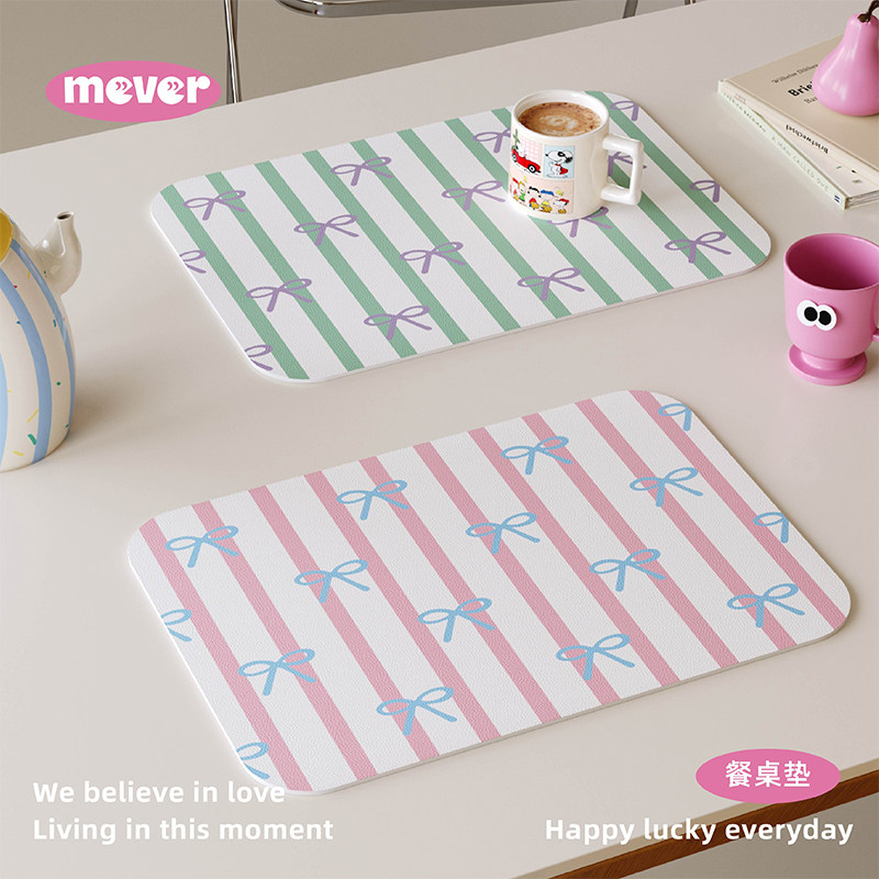 韩式蝴蝶结ins风皮革餐垫防水防油免洗杯垫咖啡机桌面垫隔热台垫,居家布艺,餐垫,淘宝优惠券,粉丝福利购,淘宝优惠卷