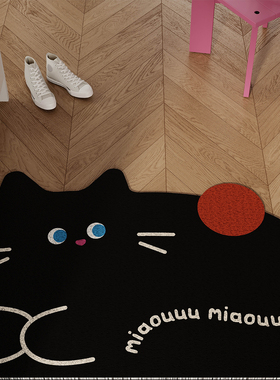 韩式卡通猫咪入户地垫丝圈防滑耐脏脚垫进门玄关大门口地毯可裁剪