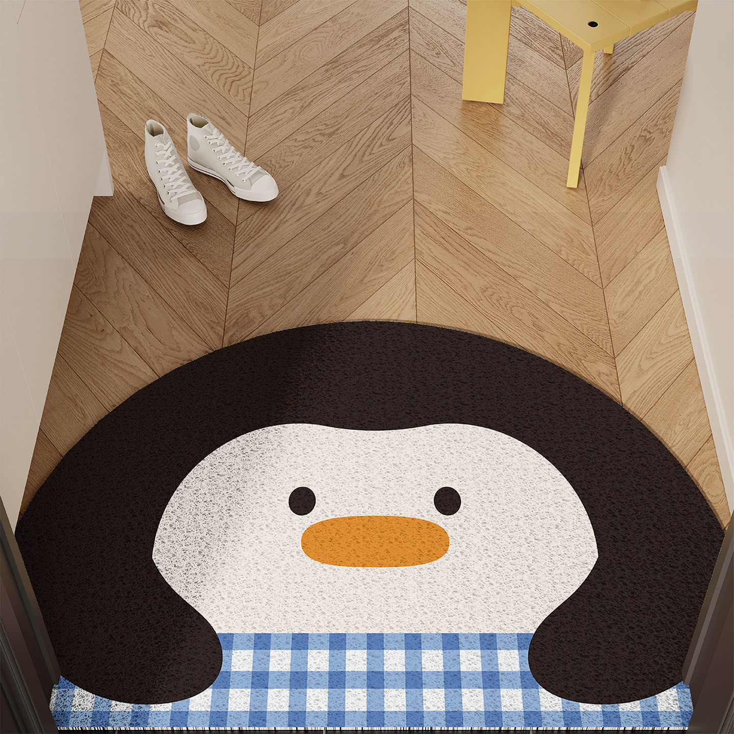 可爱企鹅入户门地垫丝圈防滑耐脏