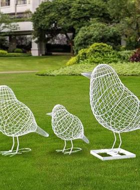 不锈钢镂空梅花鹿雕塑户外铁艺兔子蒲公英摆件园林景观小品定制