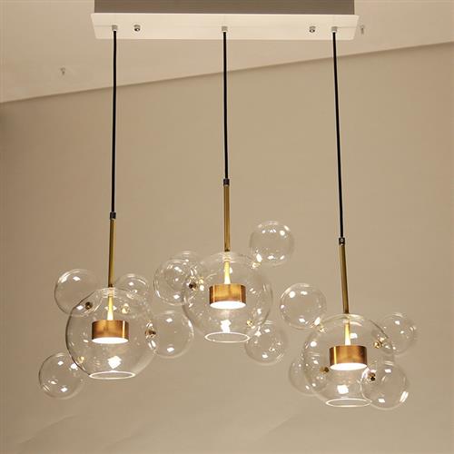 厂家直供圆形玻璃球吊灯卧室餐桌客厅灯优质铁艺玻璃吊灯