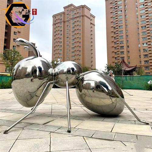 户外不锈钢镜面蚂蚁雕塑园林景观小区草坪仿真昆虫铁艺装饰品摆件