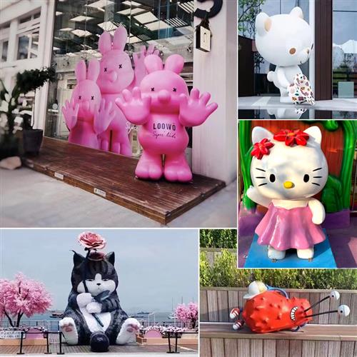 定制玻璃钢网红卡通人物动物公仔创意房地产IP雕塑大型售楼部摆件