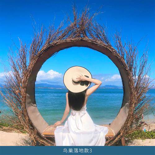 巴厘岛网红藤编鸟巢吊篮户外别墅景区落地悬挂款吊椅休闲打卡拍照