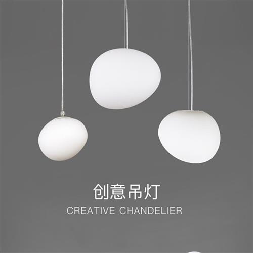 恐龙蛋别墅复式楼梯吊灯现代简约餐厅中空客厅大灯鹅卵石长吊灯