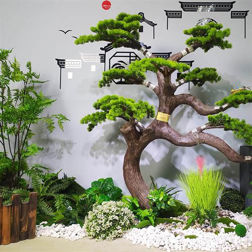 仿真绿植松树新中式造型玄关盆景摄影道具办公室装饰摆件迎客松