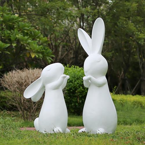 园林景观小品铜色兔子动物玻璃钢雕塑景区售楼部装饰小区户外摆件