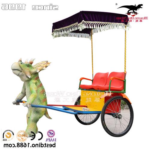 网红模型机械电动恐龙拉车仿真硅胶电动机械三角龙三轮车卡通.