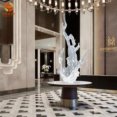 透明水花抽象雕塑玄关桌面装饰品客厅摆件样板间软装酒店大堂摆设