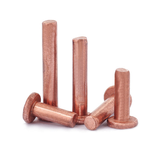 盖驰 紫铜平头实心铆钉铜钉手打敲击式柳钉M1.5M2M2.5M3M4M5M6M8