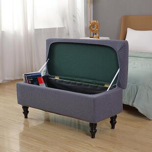 a6l新款弹力储物箱凳套翻盖脚踏套沙发凳套子分体防尘罩成条凳套