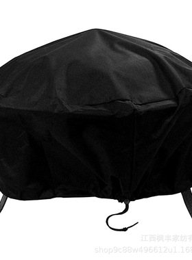 Sunnydaze 圆形户外火盆罩重型 300D 涤纶和 PVC 带抽绳/拨动黑色