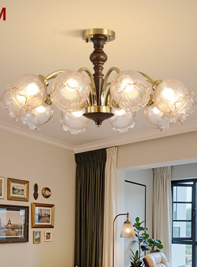 中古风客厅卧室餐厅书房吊灯美式新款胡桃木色复古风餐厅灯80075