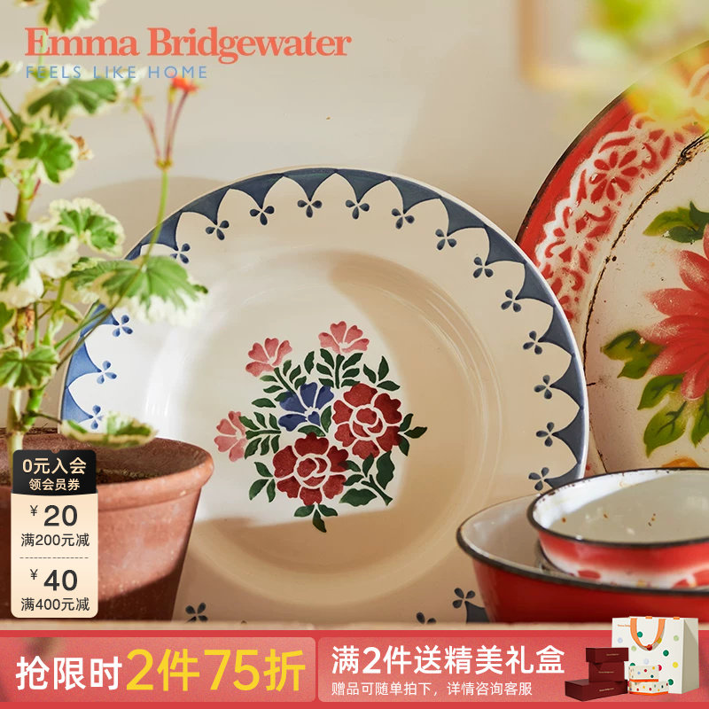 Emma Bridgewater古典玫瑰10.5英寸盘子餐盘釉下彩emmabrigewater