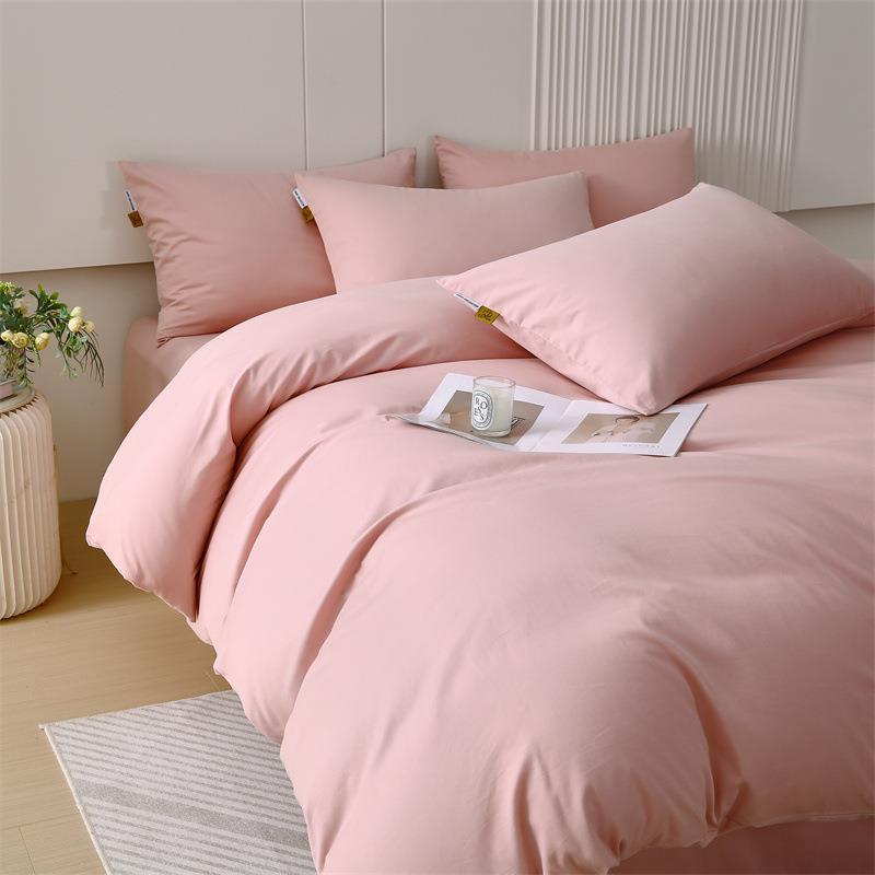 A类简约纯色全棉磨毛四件套加厚纯棉床单被套秋季冬保暖床上用品