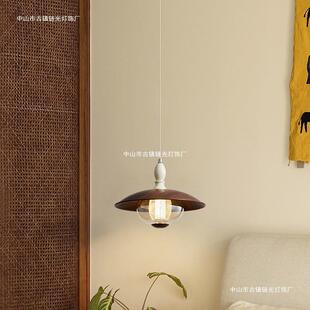 餐厅灯一字长条法式高端餐桌饭厅吊灯中古风高级感玻璃实木家用灯