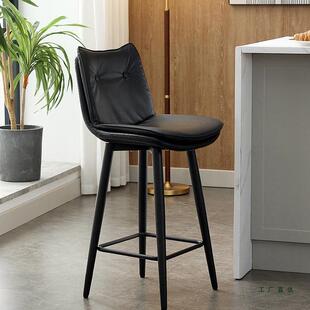 铁艺旋转吧台椅家用设计师高脚凳子酒吧椅子靠背商用收银前台吧凳