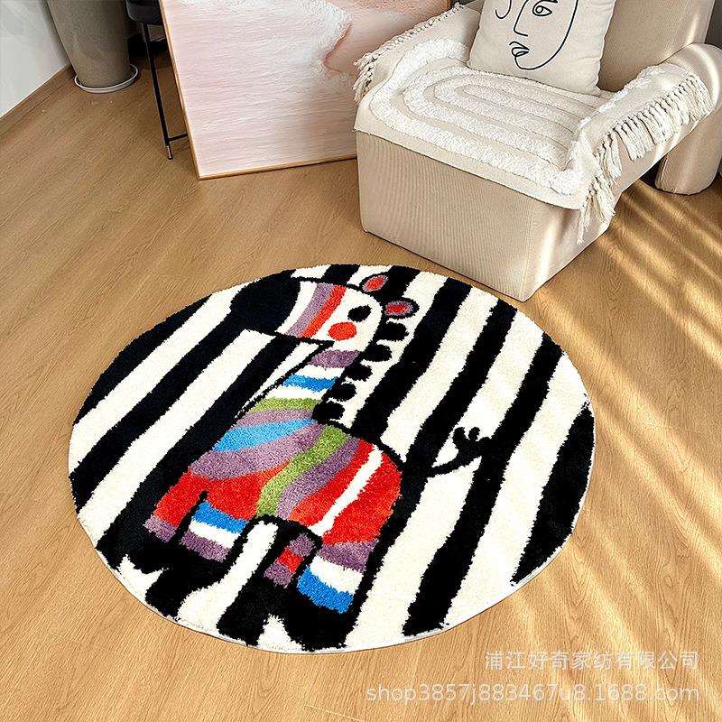 超细纤维卡通儿童动物玩玩爬行脚垫房间书房床边毛绒地毯防滑地垫