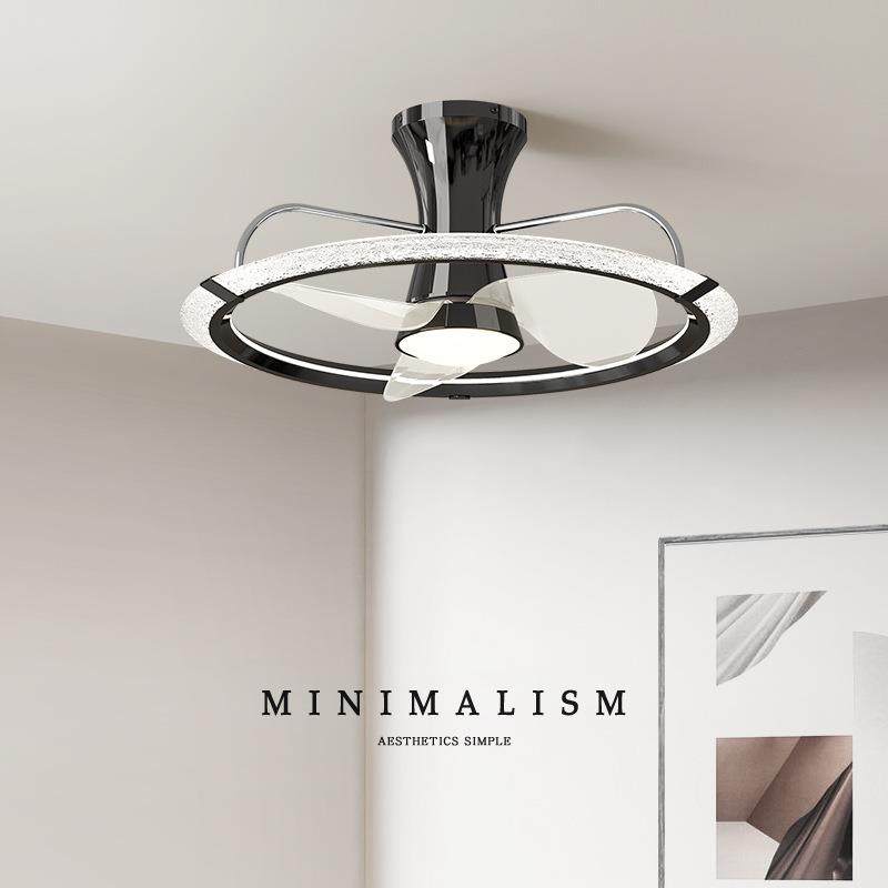 卧室灯大风力餐厅风扇灯北欧新款意式极简一体静音房间吸顶风扇灯
