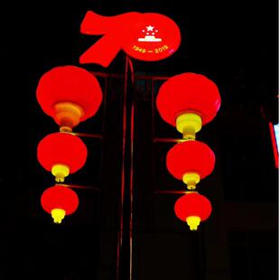 亚克力中国结灯笼路灯三连串红灯笼串节日喜庆公路街道路灯杆挂件