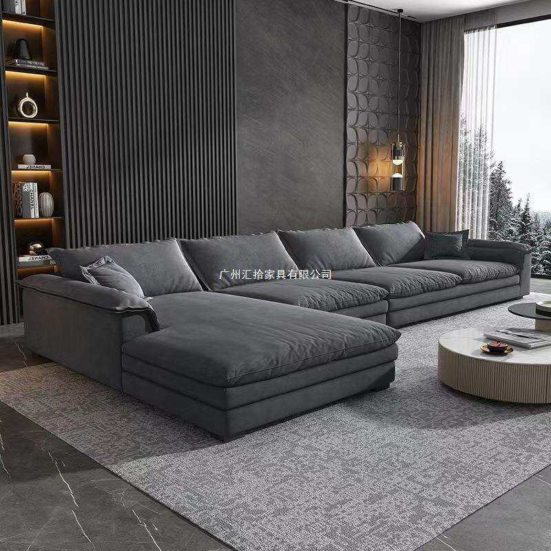 新款北欧风布艺沙发客厅高级贵妃L型沙发超宽大户型意式网红沙发