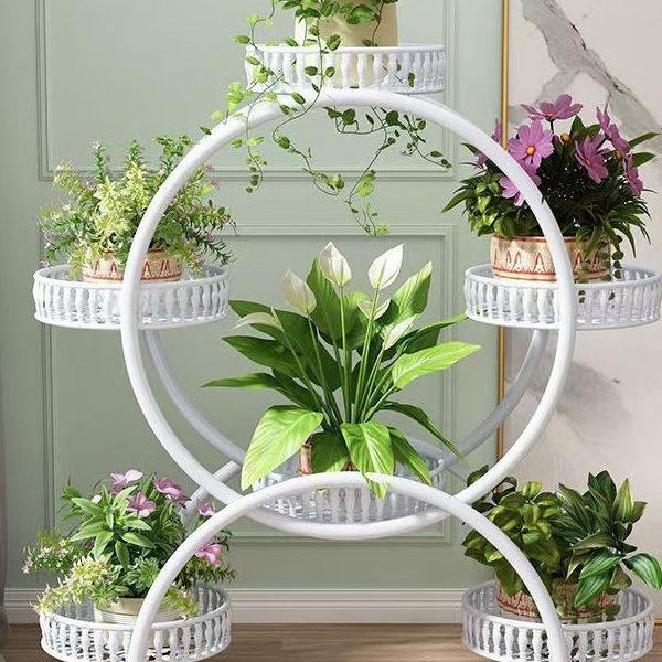 轻奢花架子客厅落地式可移动带轮绿萝花盆架铁艺多层阳台家用落地