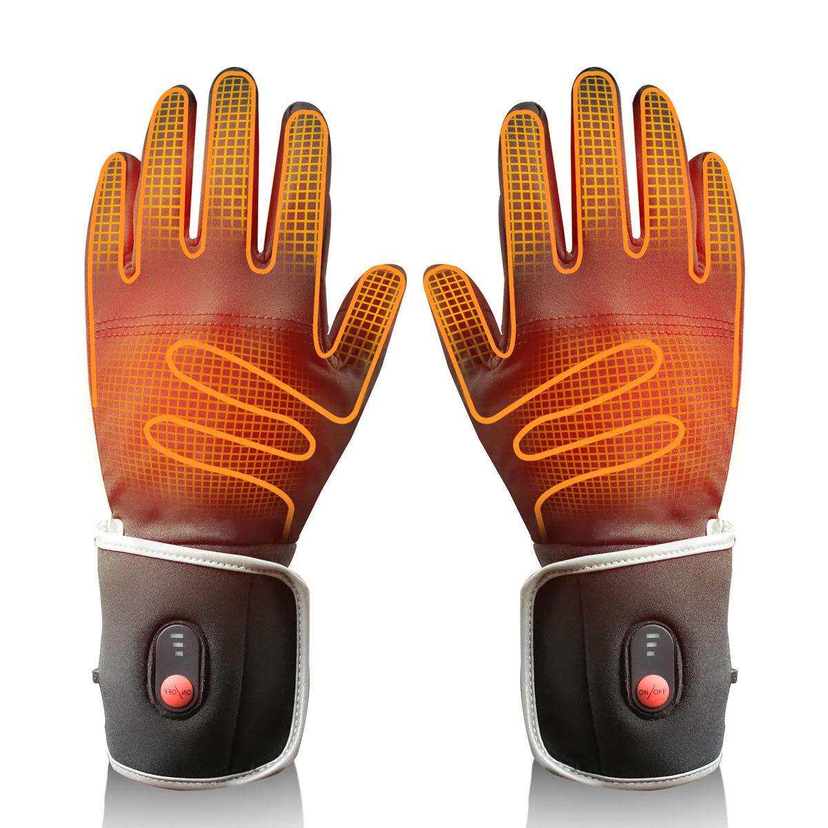 电加热手套内胆手套手背手指加热滑雪骑行保暖手套可触屏薄款电热