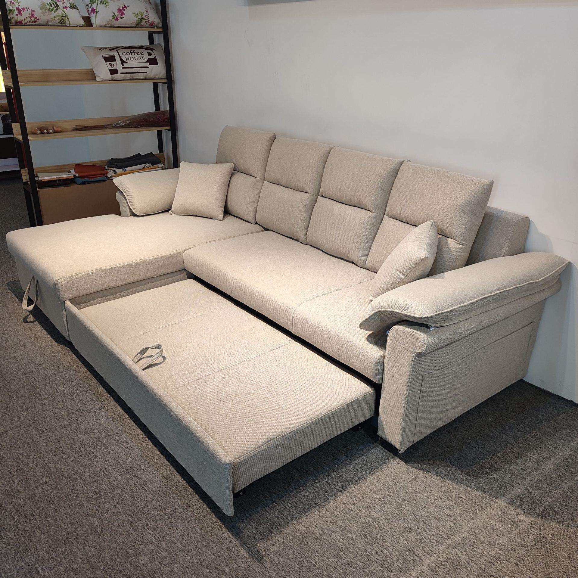 多功能科技布沙发床两用大小户型贵妃带转角组合储物折叠沙发床