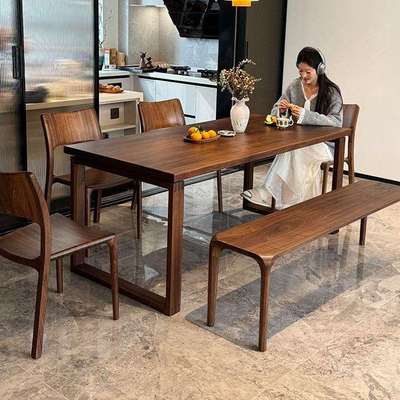 莫比恩餐桌书房大板桌家用书桌去客厅化图书馆亲子学习大长桌实木