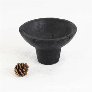 销售手工创意新中式碳化栗木托盘果盘家居别墅艺术装饰摆件