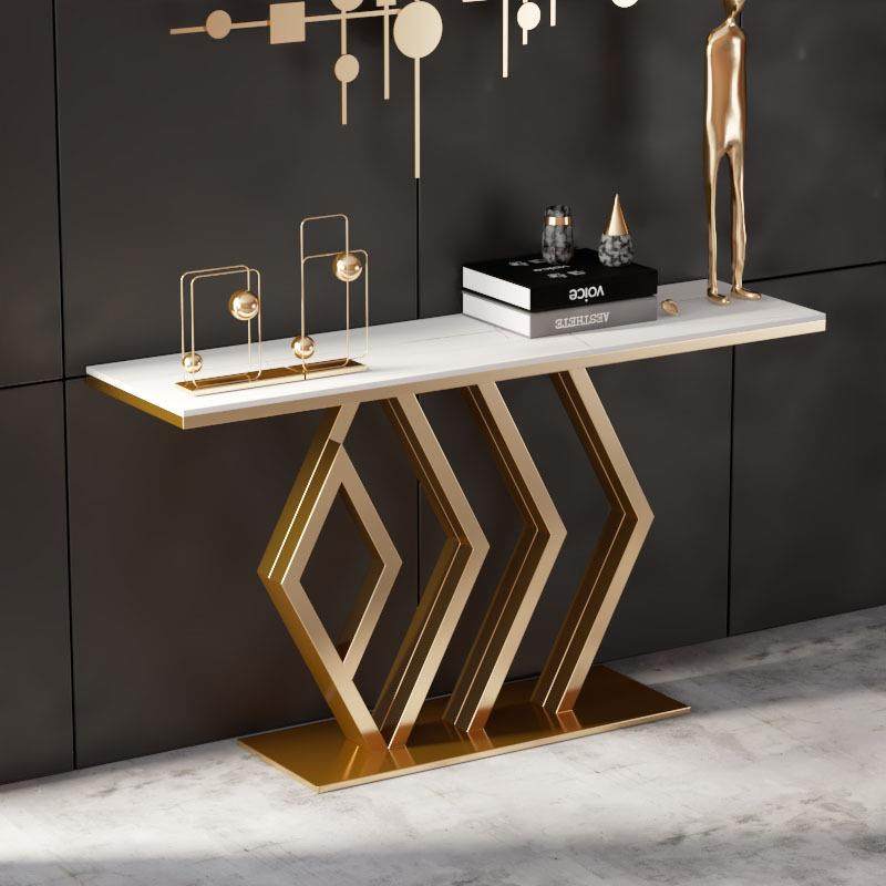 岩板不锈钢玄关桌柜台轻奢入户客厅装饰靠墙简约现代门厅端景条案