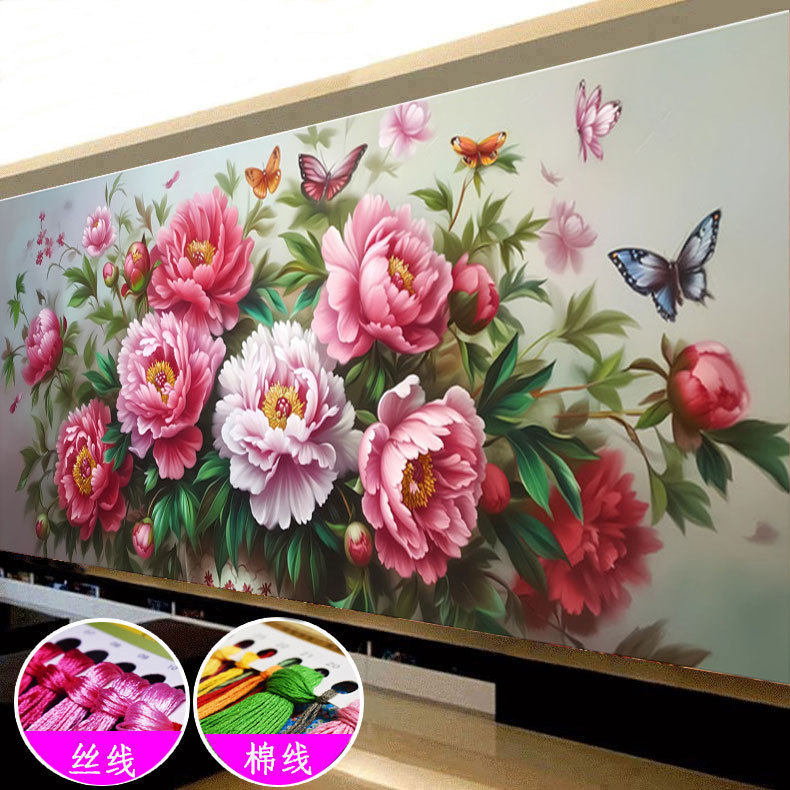 国色天香十字绣2024新款新中式牡丹图客厅大幅线绣国风手工自己绣