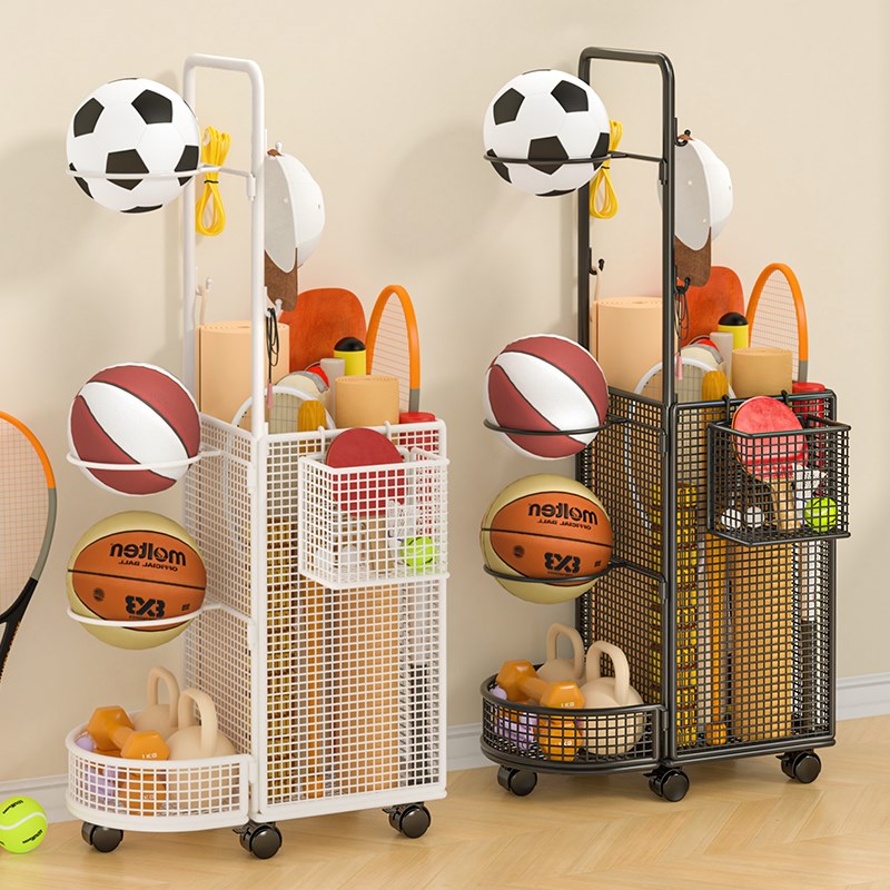 家用篮球收纳架落地瑜伽垫置物架放球类运动O健身器材带轮整理架