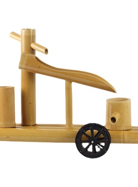 竹子流水器 鱼缸石槽鱼盆增氧过滤 客厅摆件 风水轮水车循环流水