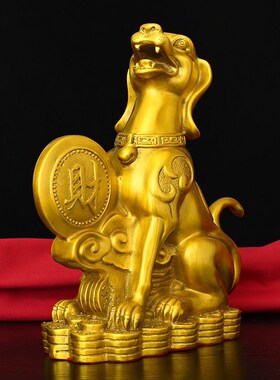 纯黄铜狗摆件西北缺角生肖狗补角坐地生财家居客厅看门狗工艺品