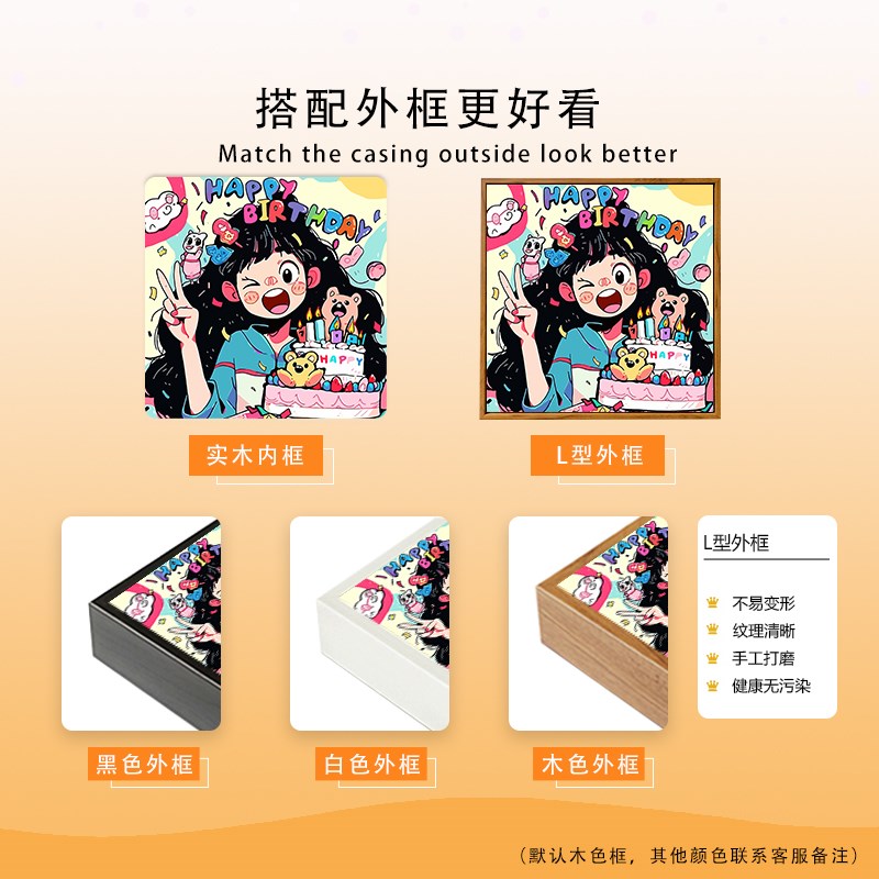 生日快乐DcIY数字油画卡通女孩涂鸦手工绘送女友闺蜜礼物填色丙烯