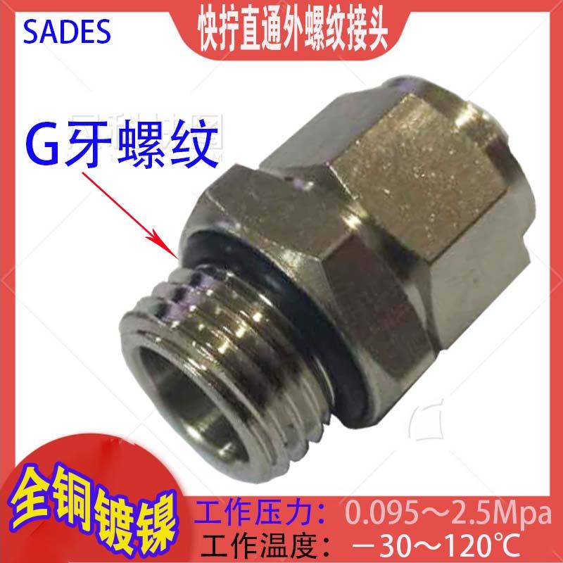 全铜直通外螺纹气动快拧接头TKN-PC4/6/8/10/12/-M5/01/02/03/04G