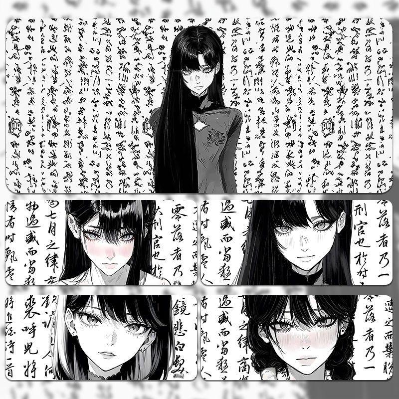 动漫美女鼠标垫超大号二次元国风书法电脑键盘垫滑鼠垫定制书桌垫