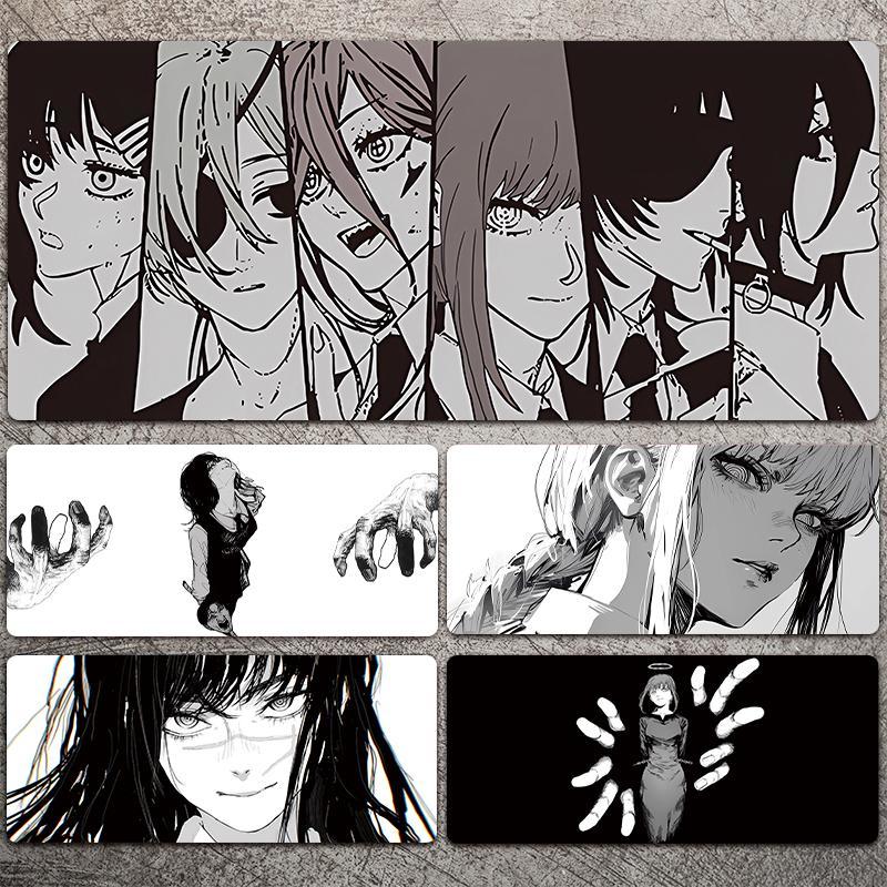 电锯人玛奇玛鼠标垫超大号黑白动漫二次元电竞游戏电脑键盘桌面垫