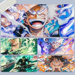 酷炫海贼王鼠标垫超大锁边路飞索隆游戏电竞键盘垫电脑笔记本桌垫