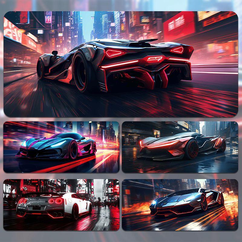 炫酷跑车鼠标垫男生超大号超跑办公电脑桌面垫电竞游戏防滑键盘垫