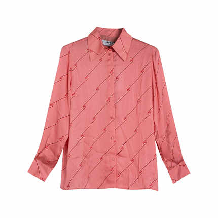 全新未使用MSGM条纹字母印花衬衫